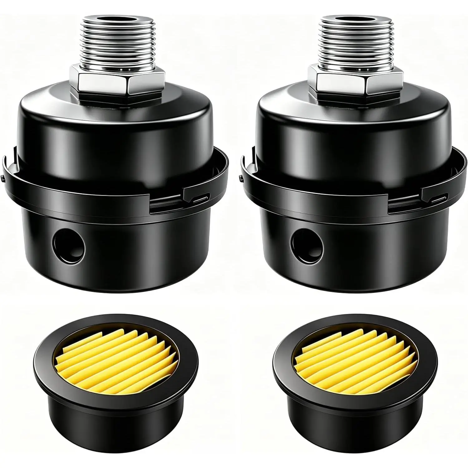 2 count 1/2" Thread Air Compressor Silencer,Air Compressor  Filter Sound Muffler Accessories 20mm for generators,blowers, exhaust ports