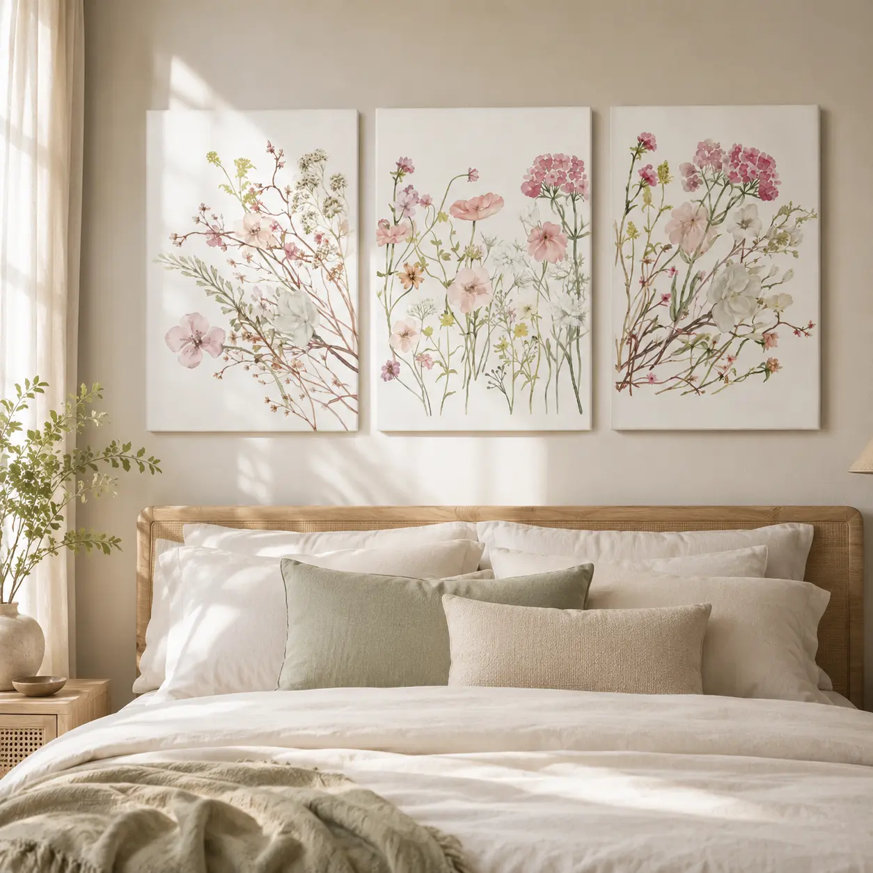 3 Piece Wildflower Grass Plant Canvas Art,  Cozy Study Apartment Bedroom Decor,  Canvas Wall Art, Modern Floral Paintings, Floral Prints, Home Decoration, Modern Home Decoration, Home Decor Products, Artwork religious artistic graphic strong visual impact