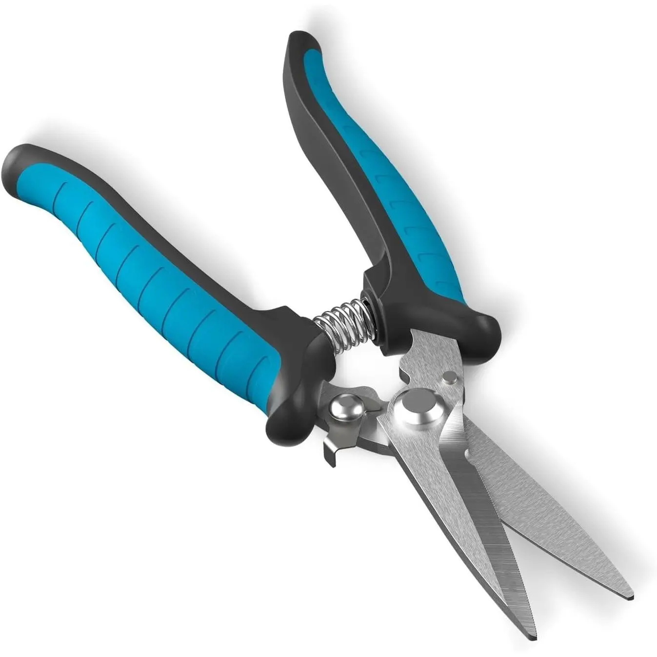 8-Inch Heavy Duty Scissors & Tin Snips - All-Purpose Utility Shears with Wire Cutter Notch, Cuts Sheet Metal, Cable, Insulation, Carpet, Leather | Ergonomic Electrician Tools with Safety Lock