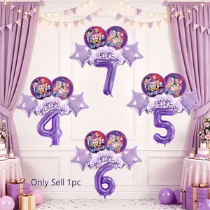 Pop exorcist girl birthday party balloon set, anime style age number foil balloons. Fan birthday gift, 4/5/6/7 birthday balloon decoration, large birthday balloons