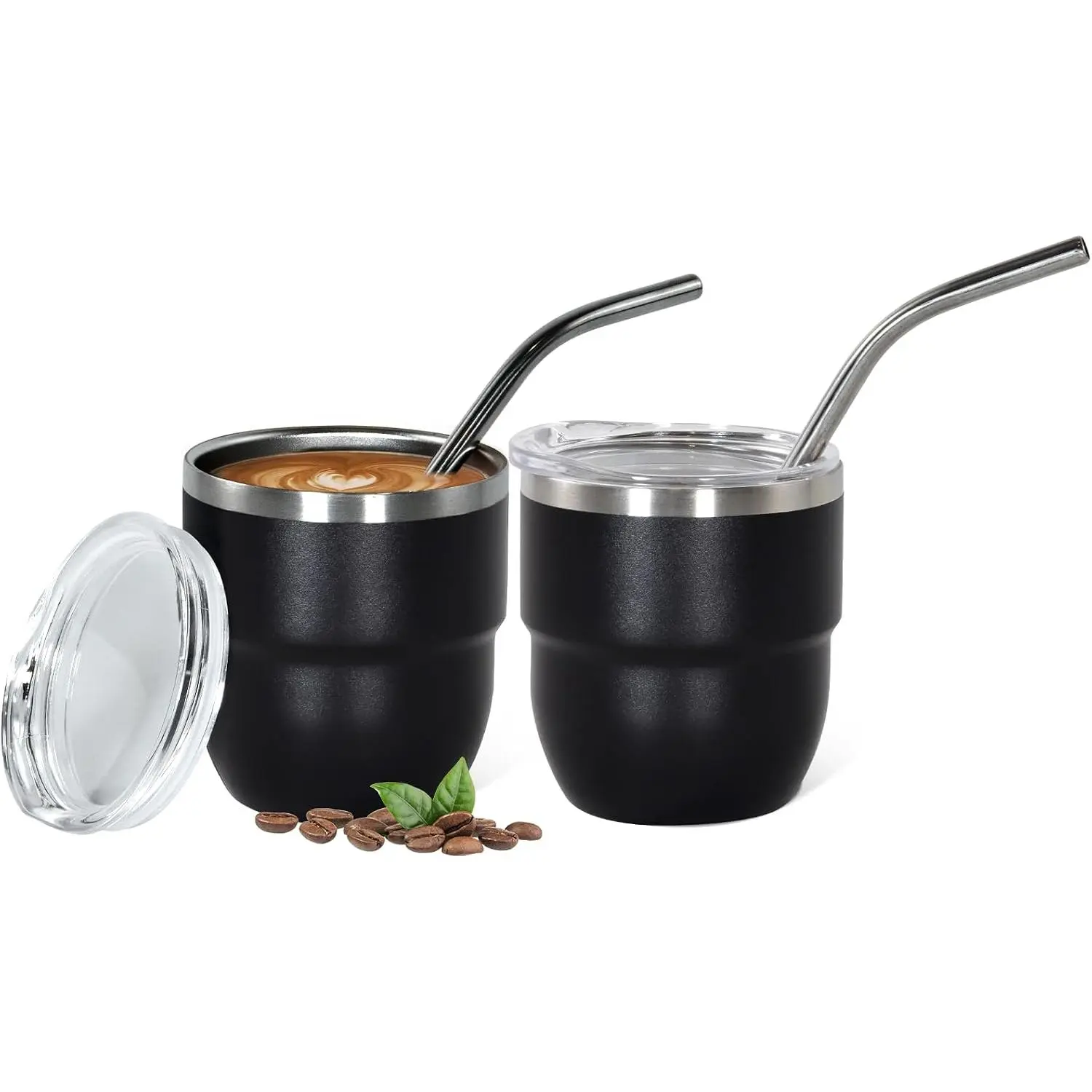 Espresso Cups, 4oz Insulated Espresso Cup Set of 2, Espresso Shot Cups, Stainless Steel Espresso Glasses, Stackable Mini Tumbler, Small Cup for Coffee