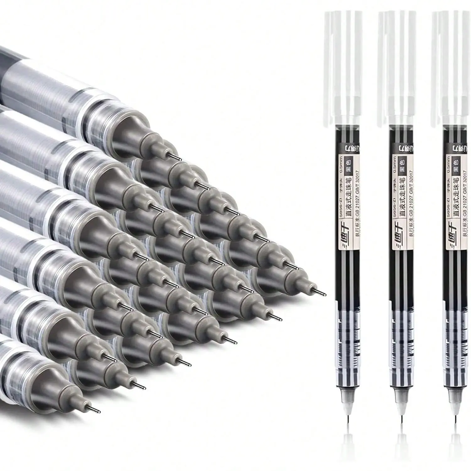 0.5mm ABS Liquid Ink Extra-Fine Tip Rollerball Ballpen Set, Black/Blue/Red Pens with Refills, Smooth Writing Office Supplies for Back to School Haul (10pcs, Multiple Packs Available: 20/40PCS)