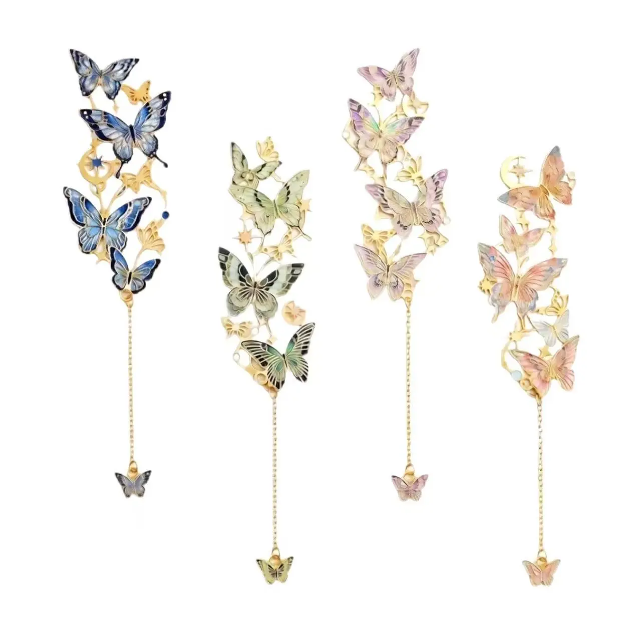 Butterfly Metal Bookmark Gifts - 4 Pcs Beautiful Book Marks for Reading Lovers Women Charm Unique Aesthetic Page Markers for Adults Kids Girls Bookish Birthday Students School Accessories