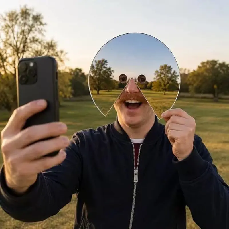 1pc Funny Selfie Artifact, Creative Reflective Photo Prop Mirror Mask - Perfect prank gift for friends, family, and prank enthusiasts.