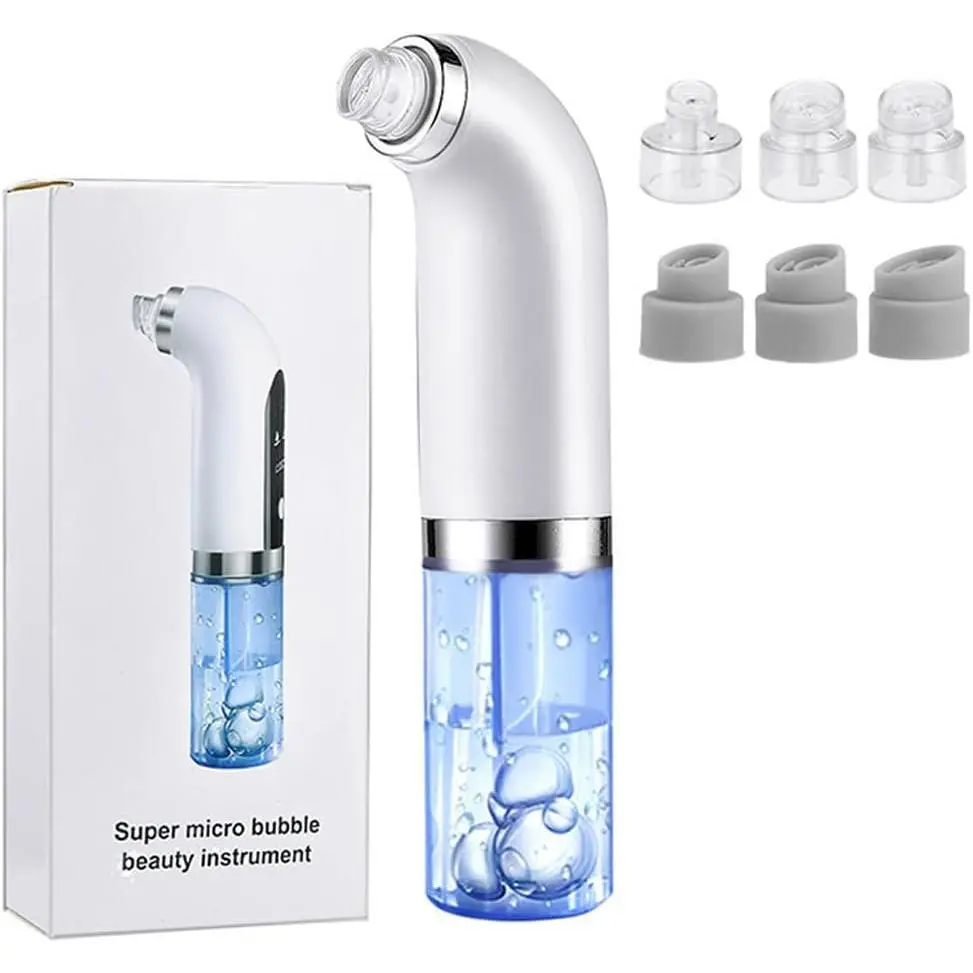 Pore Vacuum Blackhead Remover Kit, 6 Suction Heads & Extractor Tools, 3 Adjustable Suction Levels, Facial Pore Cleansing for Women Men