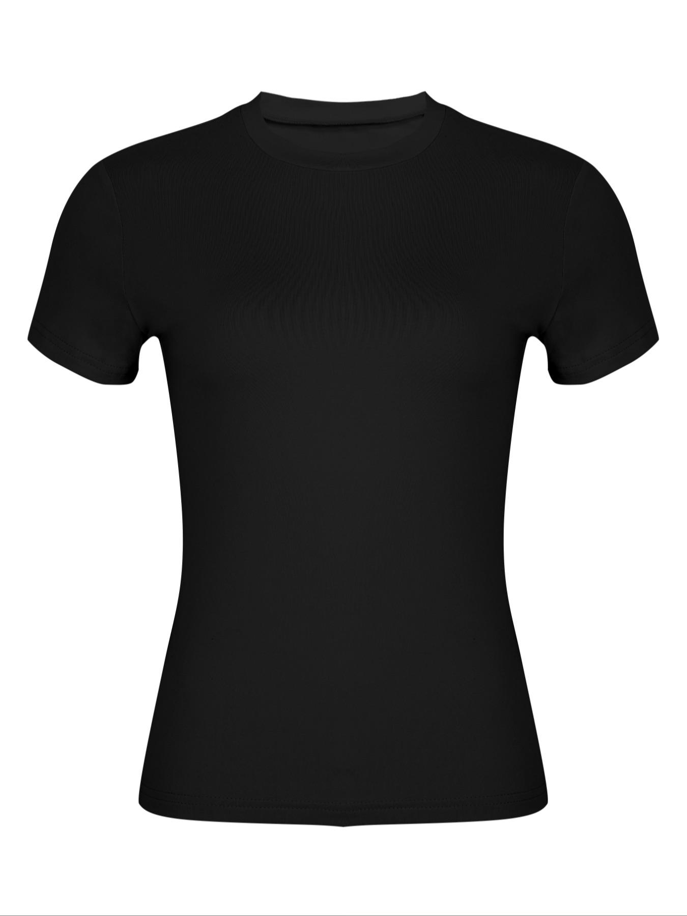 Women's Solid Shortsleeve Round Neck Basic Tee, Casual Slim-fitting Short Sleeve T-shirt, Ladies Summer Clothes for Daily Wear, Womens Clothes, Womenswear, Tshirt, Crewneck Clothing, Top, Casual Summer Style, Casual Chic Minimalist