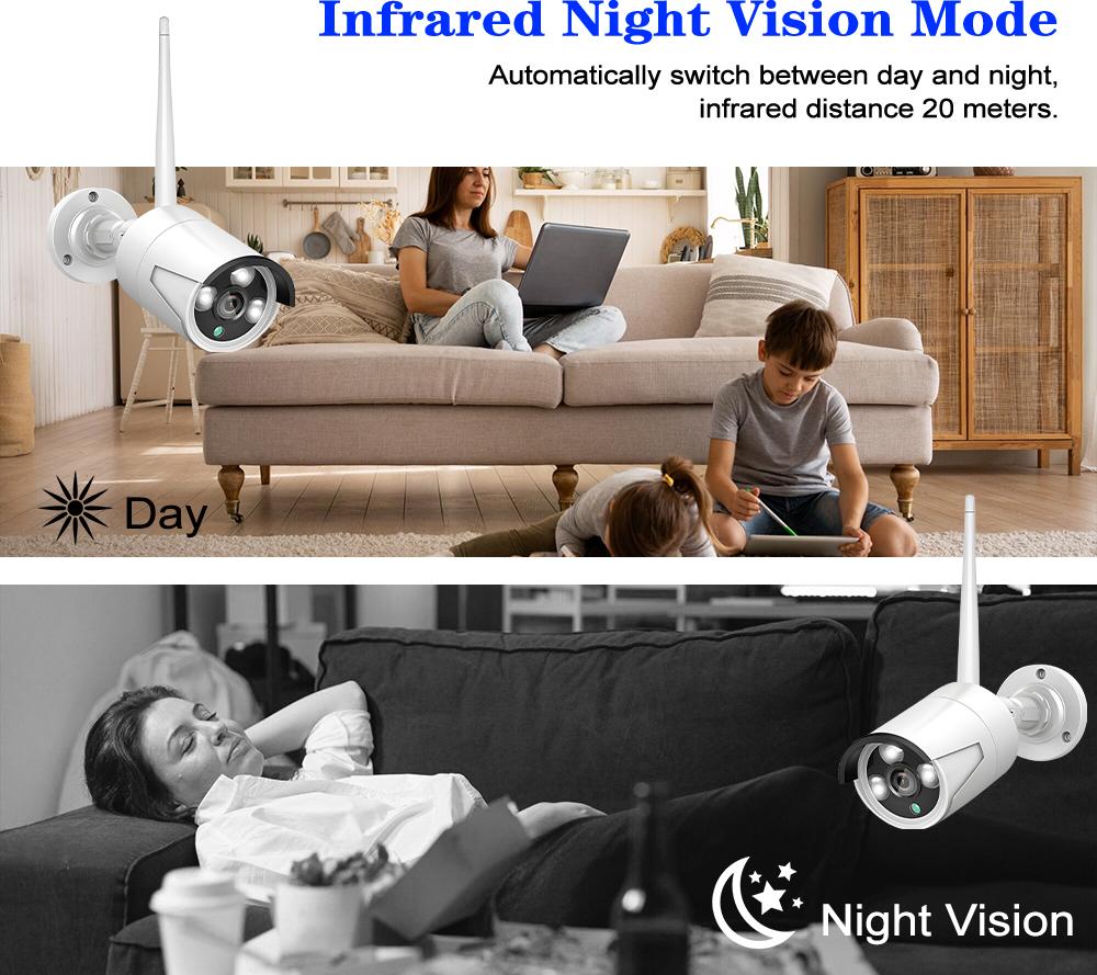 5MP Wireless Security Camera System with One-Way Audio,4Pcs 5MP Outdoor/Indoor WiFi Surveillance Cameras, HD Video,Night Vision, Weatherproof,Motion Detection,DC12V Power Cord Christmas gift