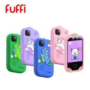 FUFFI Children's Mobile Phone - 2.8-inch screen, 600 mAh battery, equipped with cute cartoon silicone case, basic knowledge/brain-teaser games/early education/music/video. Unicorn and dinosaur phone cases and hangers.