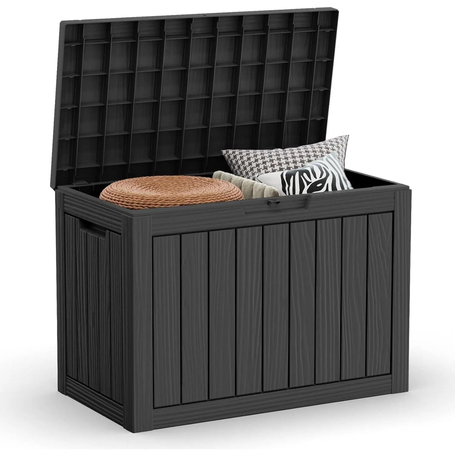 50 Gallon Outdoor Storage Box Waterproof Lockable Deck Boxes | UV Resistant Resin, for Garden Tools Cushions Patio Equipment, 300 lbs Capacity, Portable Design, Easy 16-Min Assembly