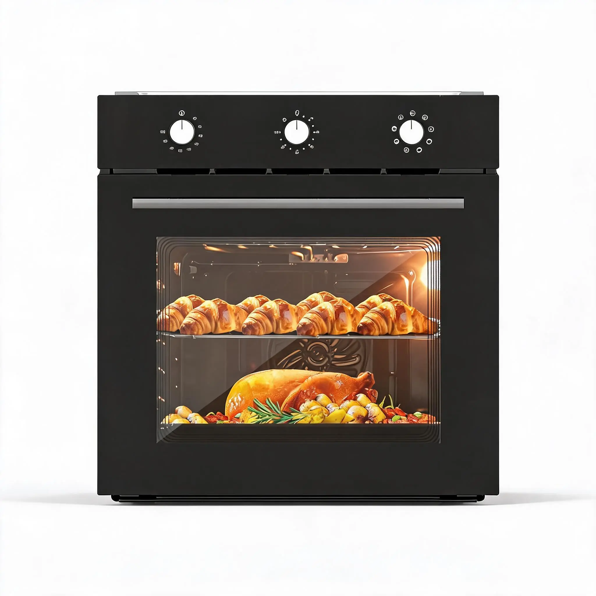 Garvee 24" Built-In Electric Single Wall Oven with Air Fry & Steam, 2.5 Cu.Ft Convection Oven, 8 Cooking Modes, Triple-Layer Glass, Mechanical Knobs, 3000W 240V, Easy Clean