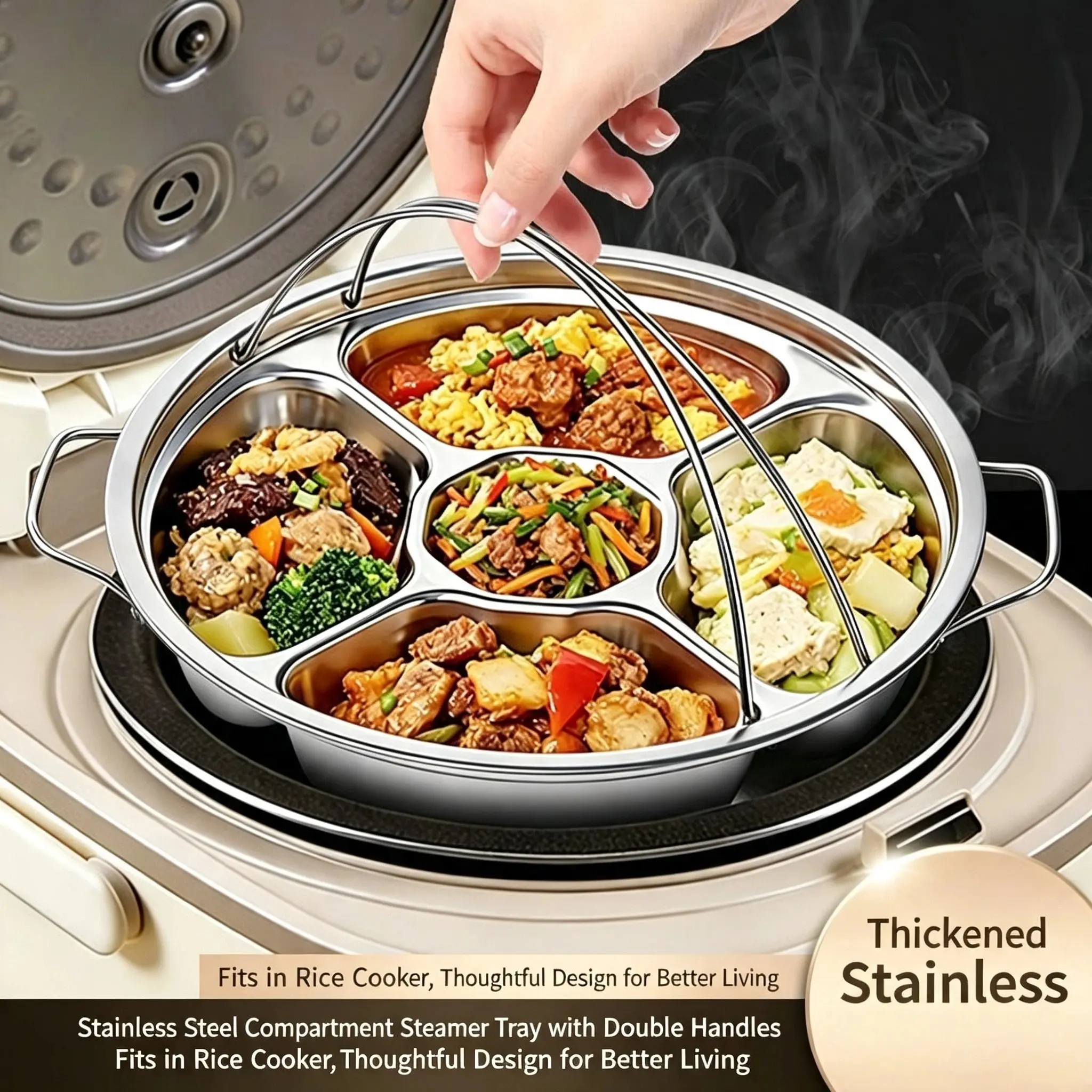 Stainless Steel Divided Steaming Tray Set, Garlic Ginger Scallion Cutting Board, Side Dish Tray, Snack Plate, Sauce Container