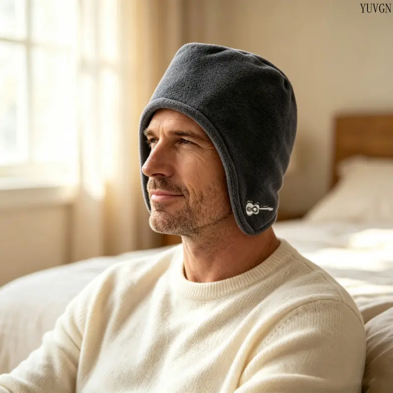 Unisex Ear‑cover Winter Beanie, Guitar Embroidery Warm Skull Cap, Casual Soft Head‑wear for Daily Commute Outdoor Activities