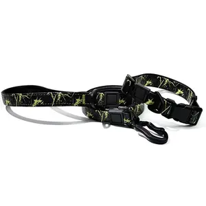 Graffiti Waterproof Dog Collar and Leash Set, Custom Logo Durable PVC Pet Leash for Small Medium Large Dogs
