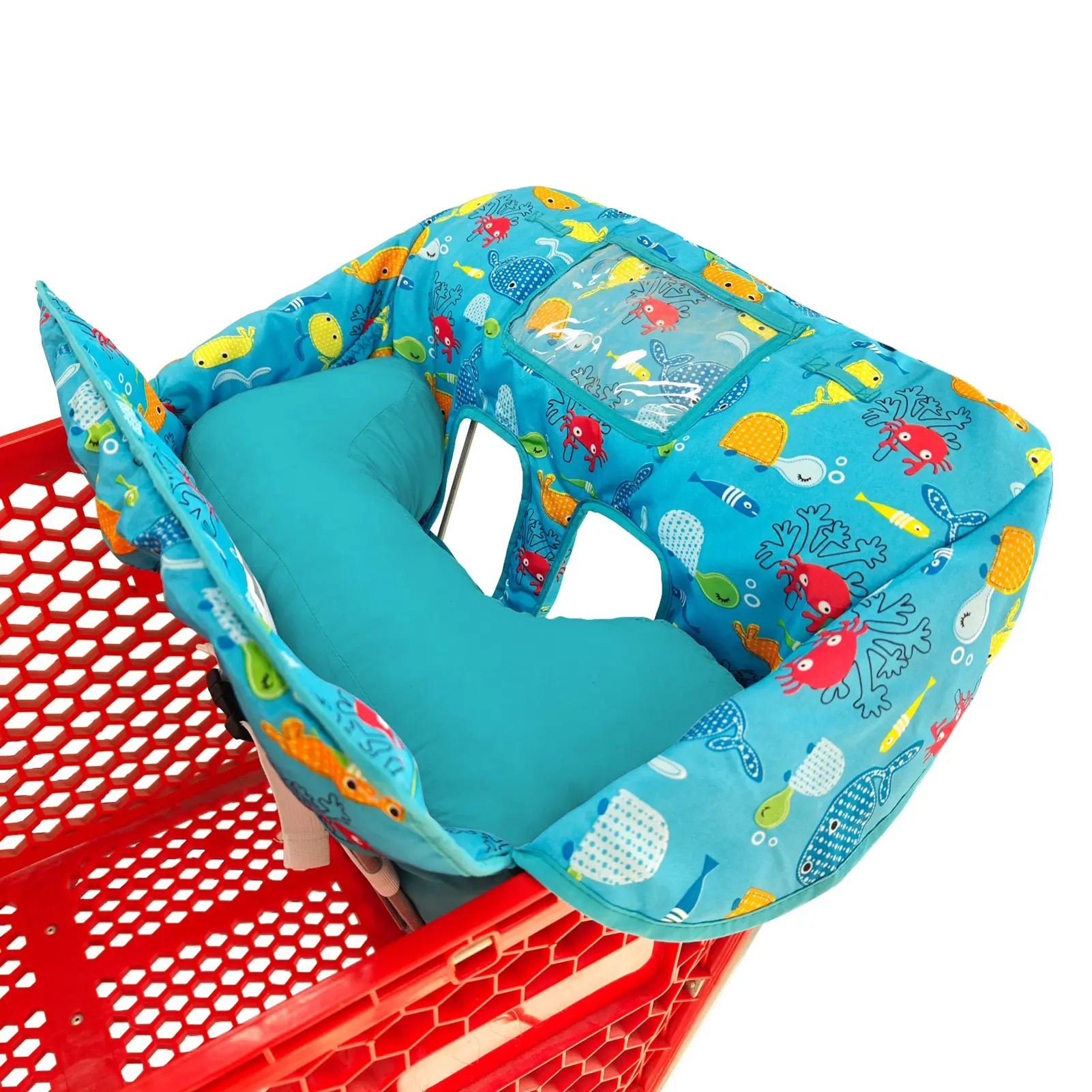 Shopping Cart Seat Cushion, High Chair Cover, Pushcart Protector Pad, Thickened with Pillow, Portable Design