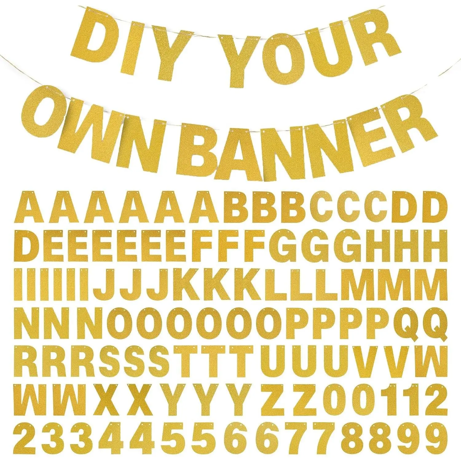 DIY Banner Kit with Letters Glitter Banner Letters Customizable Birthday Banners Graduation Banner Custom Party Hanging Banner for Graduation Wedding Party Baby Shower Decoration(Gold)
