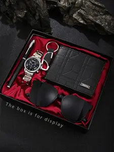Men's 5-Piece Gift Set, Wallet Watch Sunglasses Pen Keychain, Business Casual, Father's Day Graduation Valentine Christmas Gifts, Fathers Day Gifts Set
