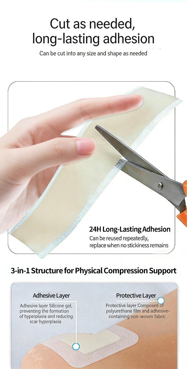 3-Piece Professional Silicone Scar Patches Surgical Scar Removal Silicone Patches Scar Removal Patches for Scar Rehabilitation Treatment