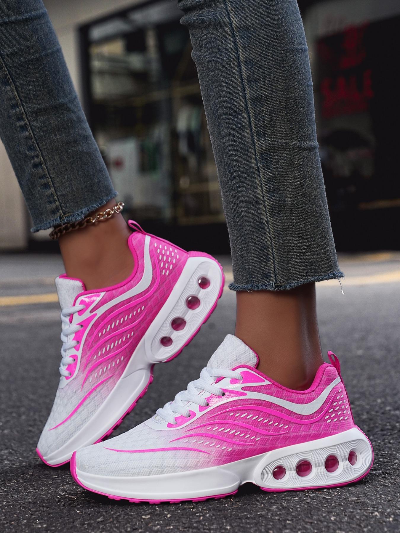 Women's Ombre Print Lace Up Running Shoes, Runner Athletic Shoe, Sporty Running Shoes, Casual Breathable Comfortable Sports Shoes, Female All-match Round Toe Shoes for Daily Wear