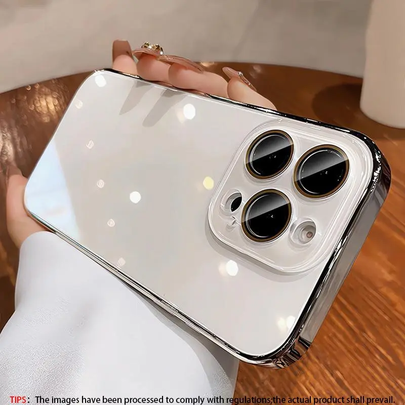 Original color ice glass case suitable for iPhone 17/16/15/14/13 Pro Max Plus Protective phone case, Smartphone shell, comes with glass lens protection cover, electroplated original color anti-drop shockproof cover, Camera Protector