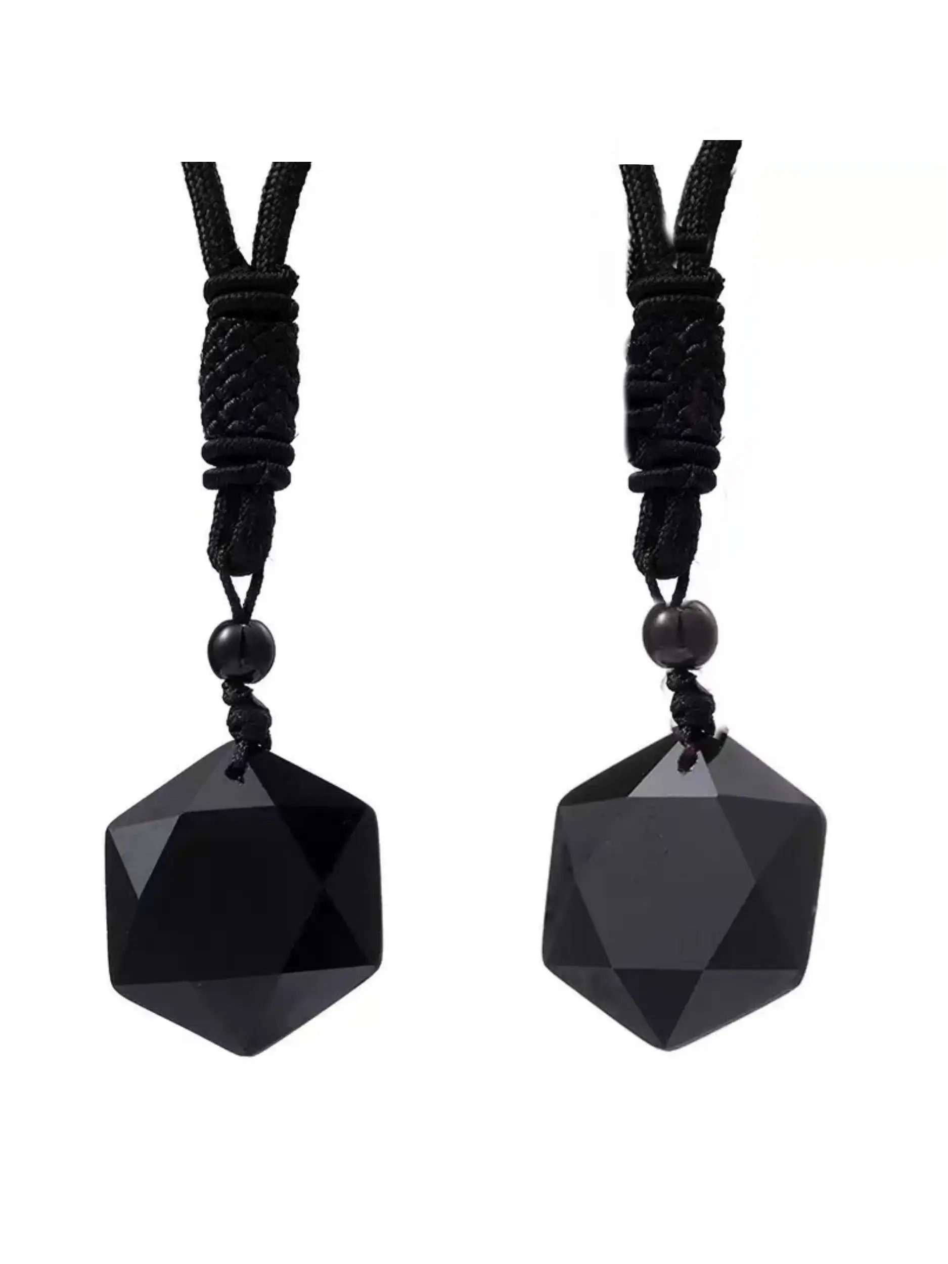 2pcs Obsidian Hexagram Pendant Necklace, Unique Gift Idea, Creative Accessory, Perfect for Special Occasions