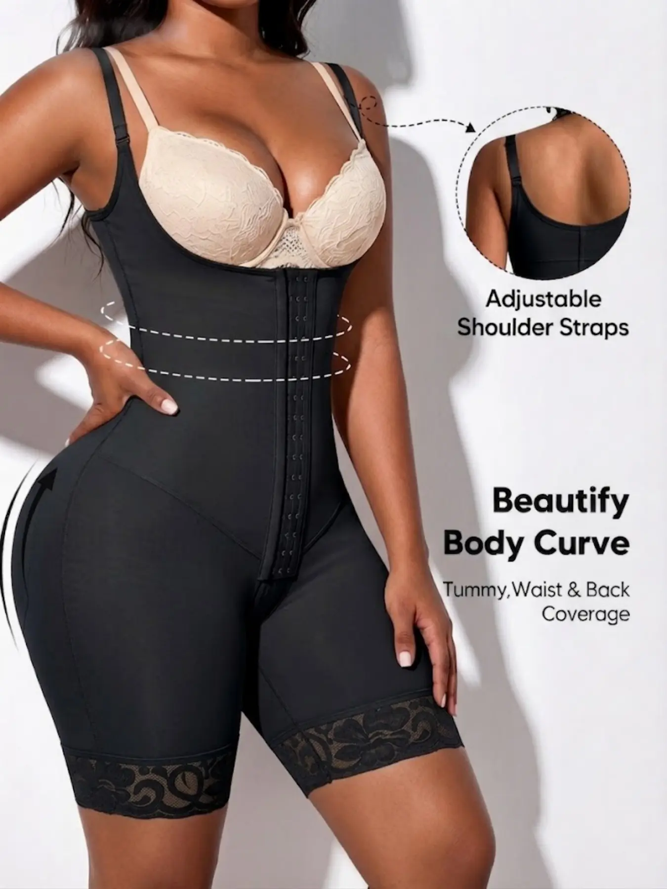 1 Count Women's Hooks Closure Open Bust Body Shaper, Colombian Shapewear, Open Crotch Design Tummy Control Bodysuit, Butt Lifting Shapewear, High Elastic Breathable Sliming Jumpsuit, Shapewear Daily Use, Suitable for Daily Sports & All Day Wear