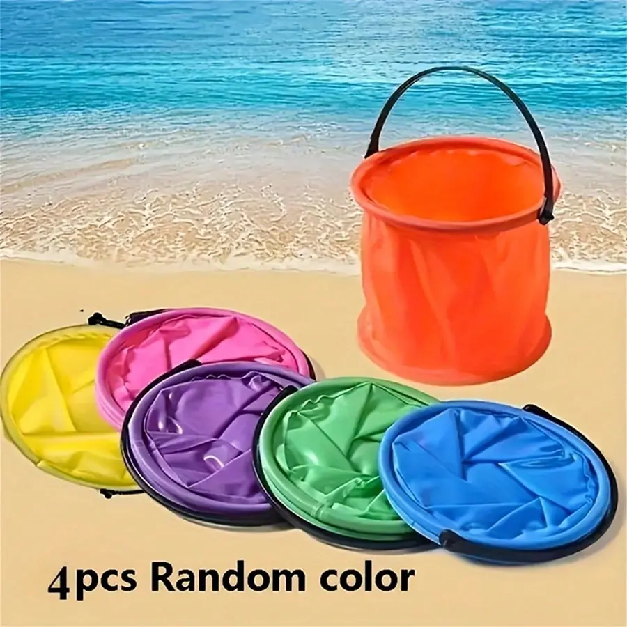 2/4/8-Pack Mini PVC Folding Buckets, Durable & Portable, Multi-Use for Beach, Camping, Picnics, Fishing, Outdoor Activities, Foldable Bucket