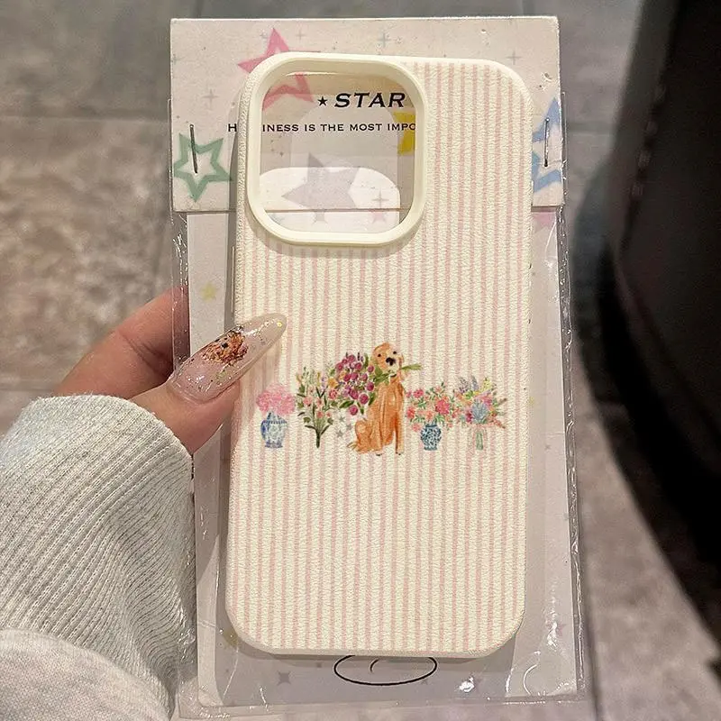 Pink-Patterned Golden Retriever Bouquet Design iPhone 17 Pro Max Case (Compatible with 17/17 Pro/16/16 Plus/15 Pro Max/15 Pro/15 Plus/15/14 Pro Max/14 Pro/14 Plus/14/13 Pro Max/13 Pro) 13/12 Pro Max/12 Pro/12/11 Pro Max/11 Premium, Soft Case, New Arrival,