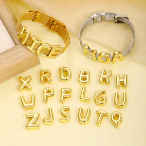 Personalized Name Bracelet for Men, Custom Letter Watch Band Bracelet, Father’s Day Gift for Dad, Adjustable Gold Silver Initial Charm Bracelet