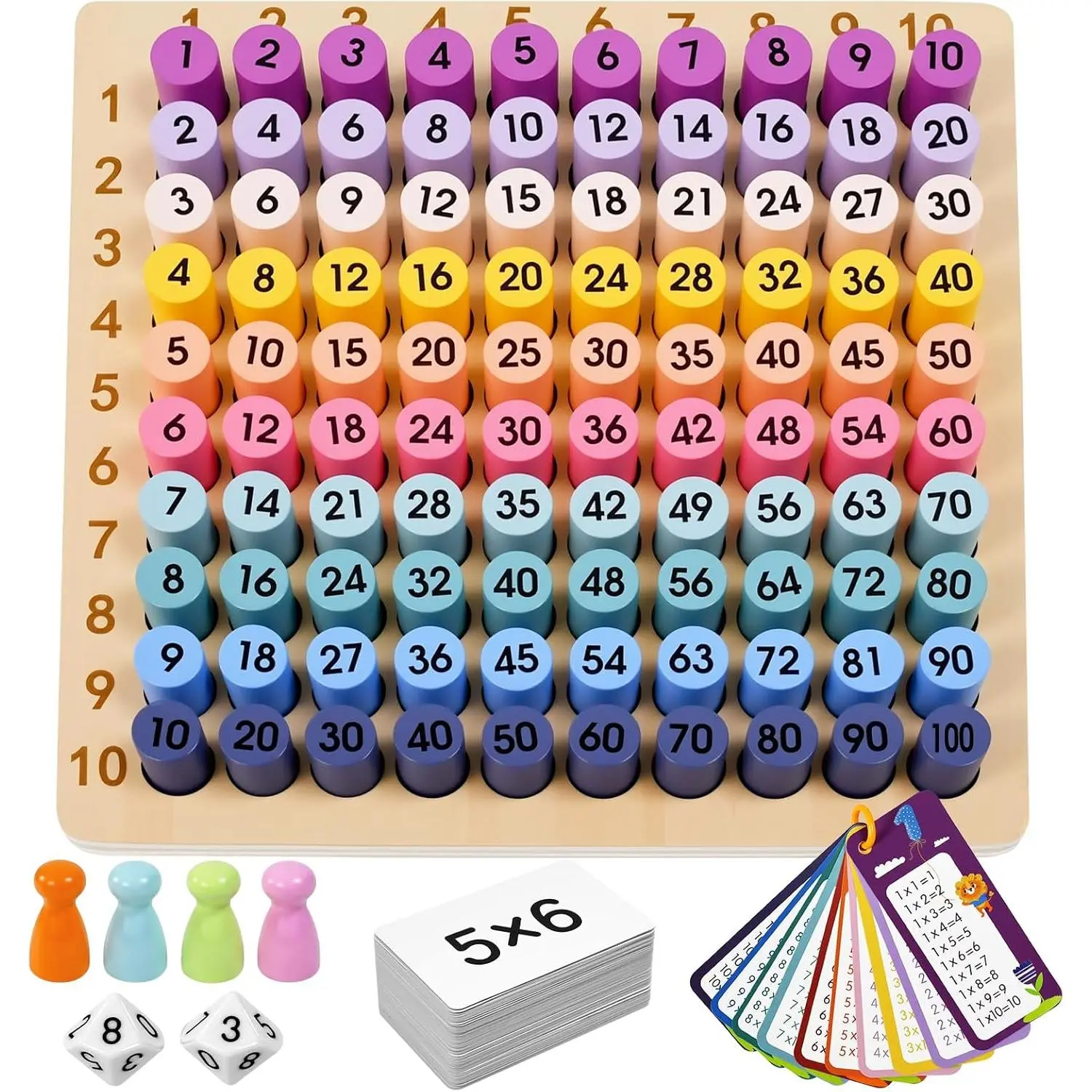 Wooden Montessori Multiplication Board Game: Math Educational Toys Multiplication Table Board Game Montessori Math Manipulatives Toys Toddlers Kids Multiplication Chart Game for Early Educationfidget toys