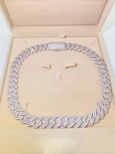 High-end custom 20mm diamond T-shaped drill bit Cuban link style men's hip-hop, classic American hip-hop style, suitable for daily outings and parties, collectible trendy jewelry, beautifully packaged gift box, perfect for gifting