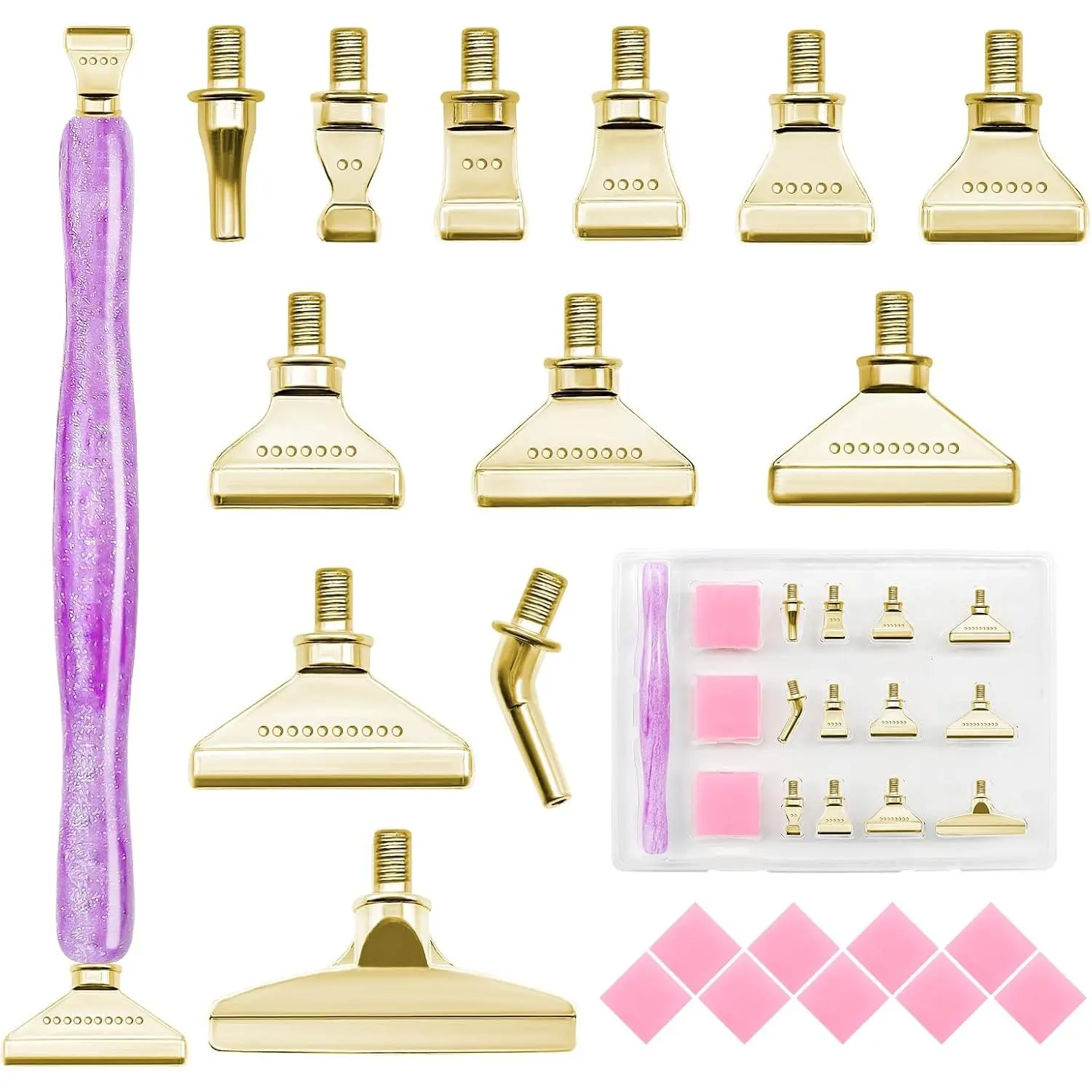22 count DIY  Art Pen Painting Tool Set - Metal Threaded Tip Accessories   Dotting Pen Supplies Kit ( Pen + 12 Tips + 9 Dotting Clay)