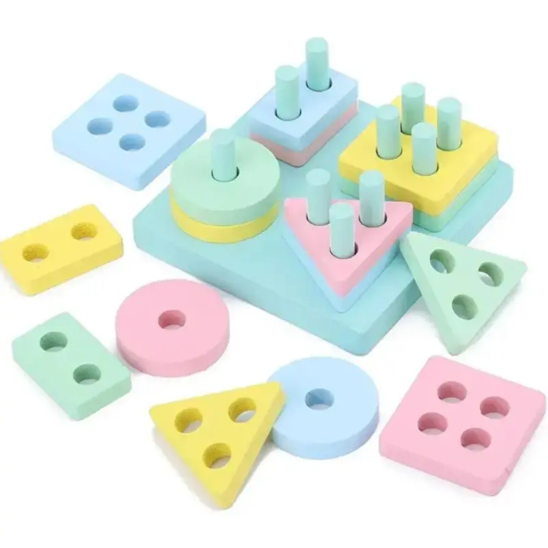 Wooden Sorting Stacking Toy, 1 Set Color Shape Block Stacker, Shape Sorter, Birthday Gift Puzzles, Multi Hole Cognitive Toys, Valentine's Day Gift