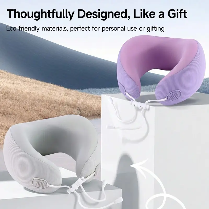 DeepSleep Planet Cloud Soft Memory Foam Travel Neck Pillow, Morandi Multi Color U-Shaped Cervical Pillow with Adjustable Drawstring, Portable Support Pillow for Airplane Car Office Naps, Travel Neck Cushion
