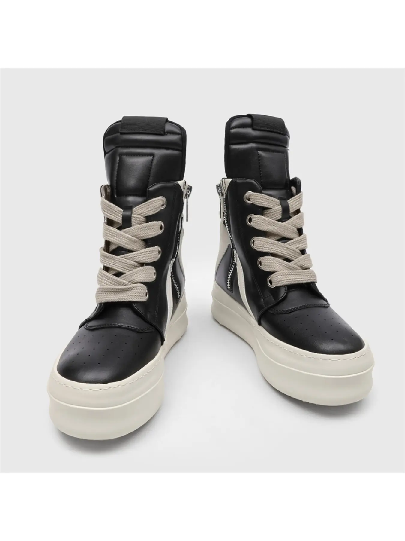 Men's High-Top Boots, and, Side Zipper, Anti-Slip Thick Sole, Casual Work Shoes, Lightweight Luxury Style