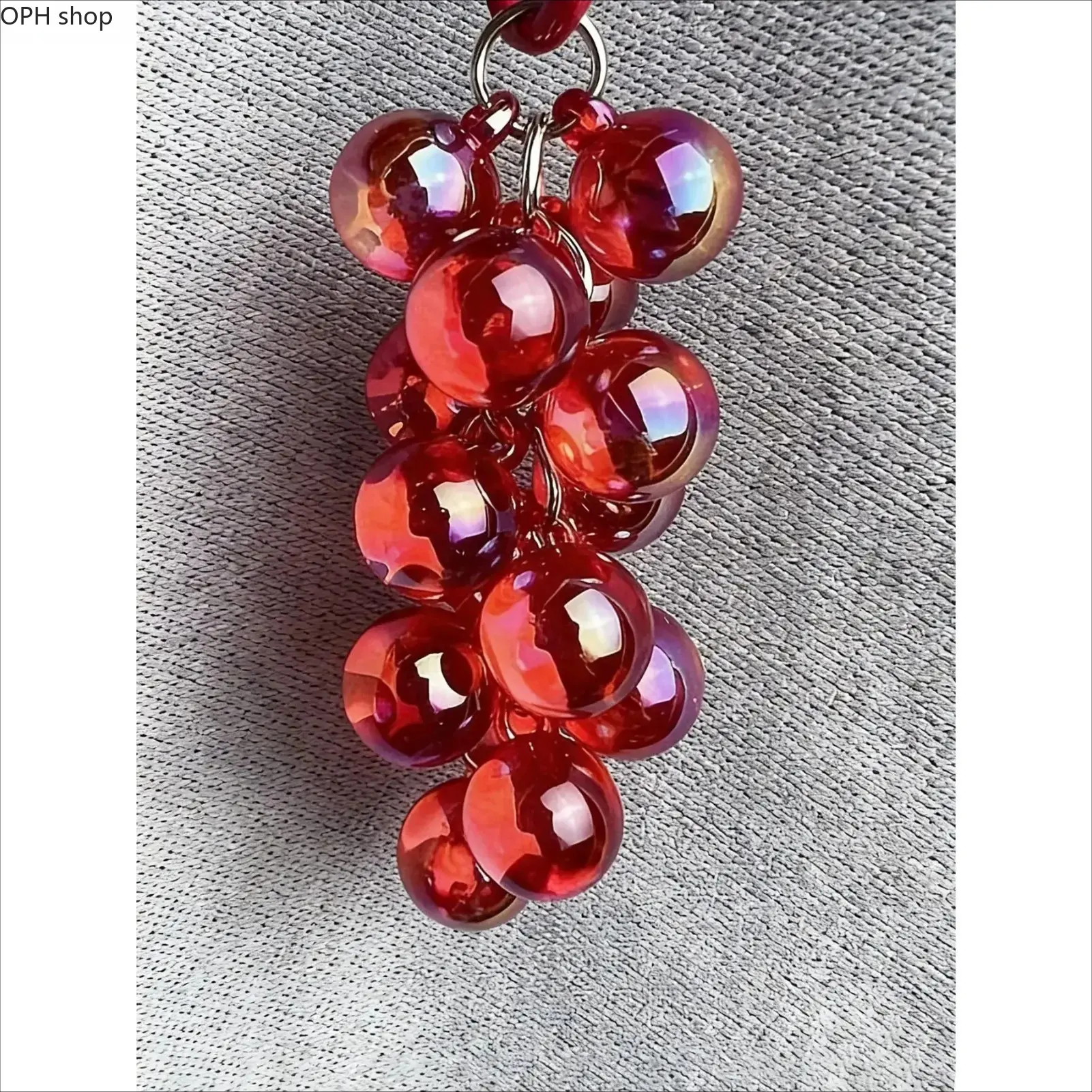 Grape Fruit Bag Charm, Fairycore Synthetic Acrylic Keychain with 3D Bubble Beads, Small Unisex Fashion Pendant for Bags & Keys