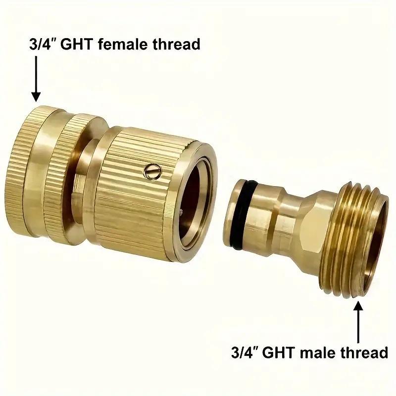 Brass Garden Water Hose Quick Connect Set, 4 Counts/set Garden Hose Connector Adapter, Garden Hose Connector Adapter for Outdoor Lawn and Gardening Use #GLOBAL PICKS