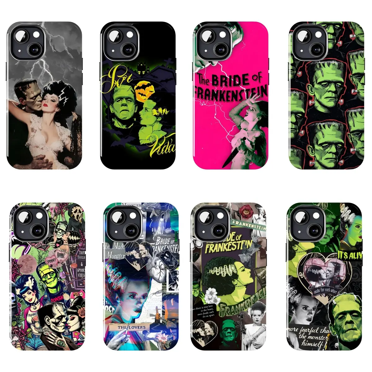 Gothic Horror Bride of Frankenstein Durable Phone Case, Protective Mobile Accessories for iPhone 11-17 Pro Max/Plus & Samsung Galaxy S23-S25 Series Devices with Easy Installation, Protection, Aesthetic
