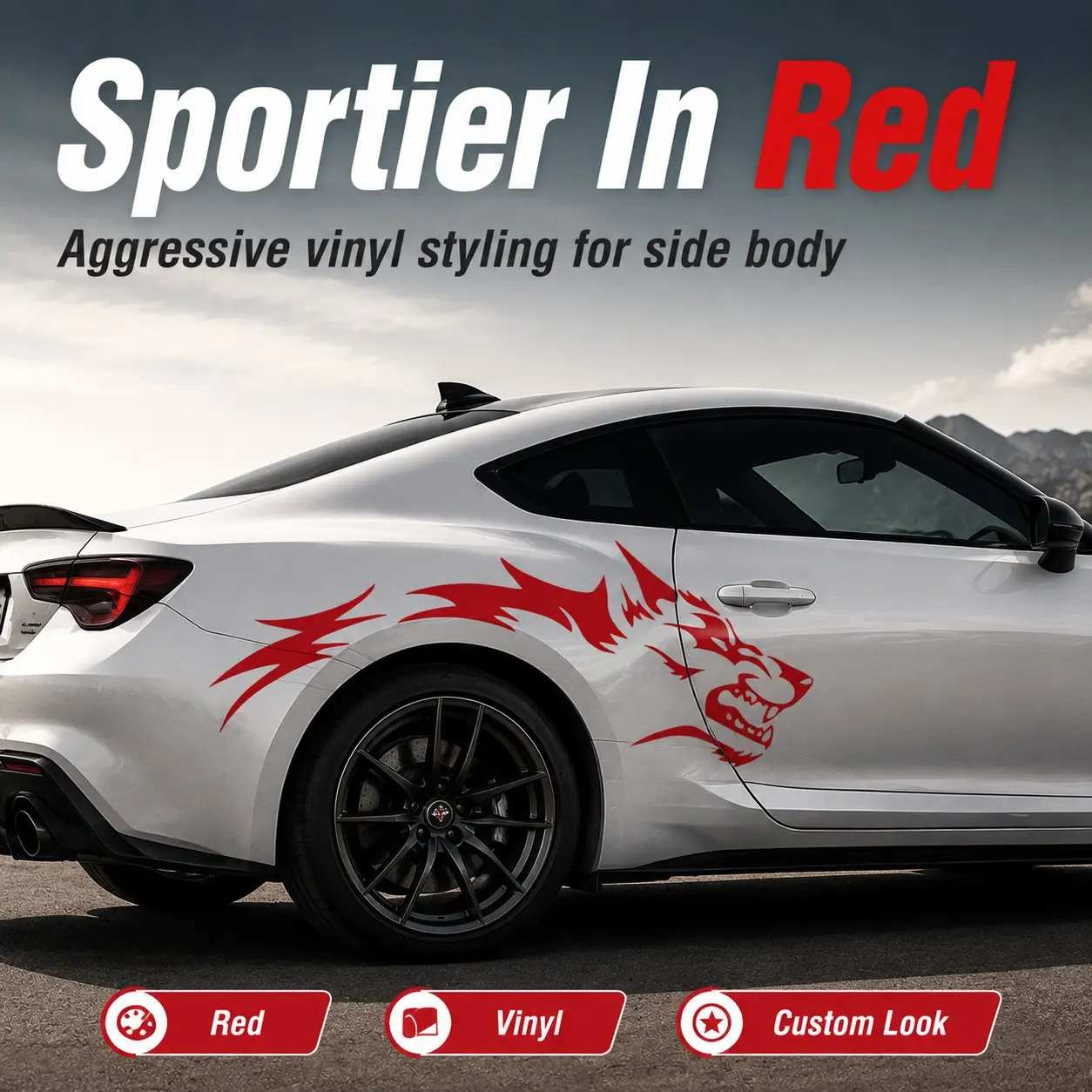 Unleash the Beast on Your Ride! 🐺 Wolf Head Car Body Decal — 130x50cm Aggressive Vinyl Sticker for Side Doors. 3 Colors, Crisp Cut Edges, Universal Fit. Transform Any Car into a Track-Ready Predator!