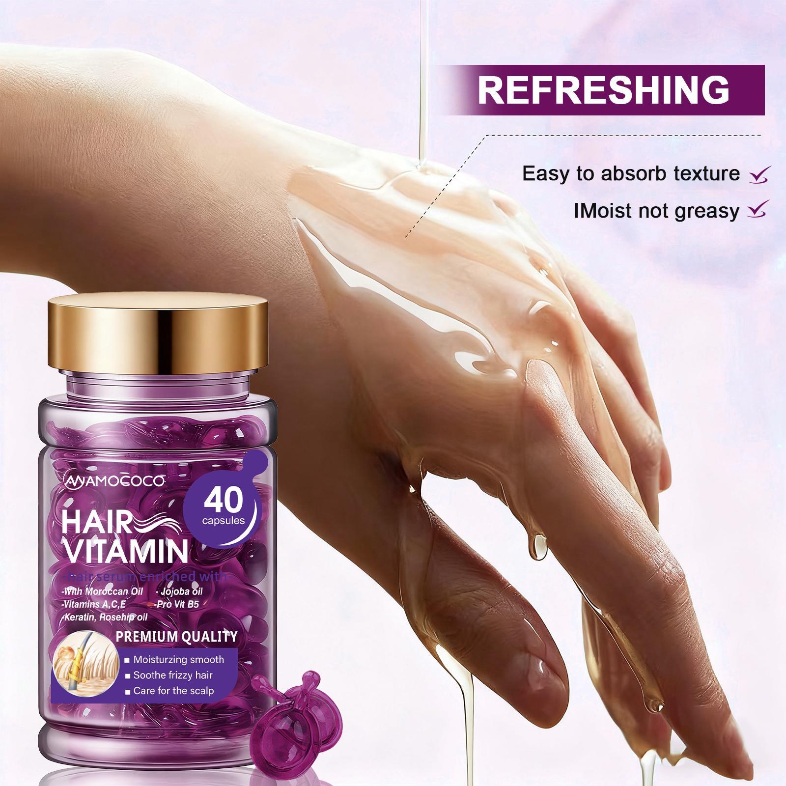 Hair Vitamin Capsules for Color-Treated & Permed Hair Infused with Violet Vitamins & Argan Oil 40 Capsules Nourishes Hair Restores Silkiness and Shine Hair Vitamin Capsules for Color-Treated & Permed Hair Infused with Violet Vitamins & Argan Oil 40 Capsules Nourishes Hair Restores Silkiness and Shine