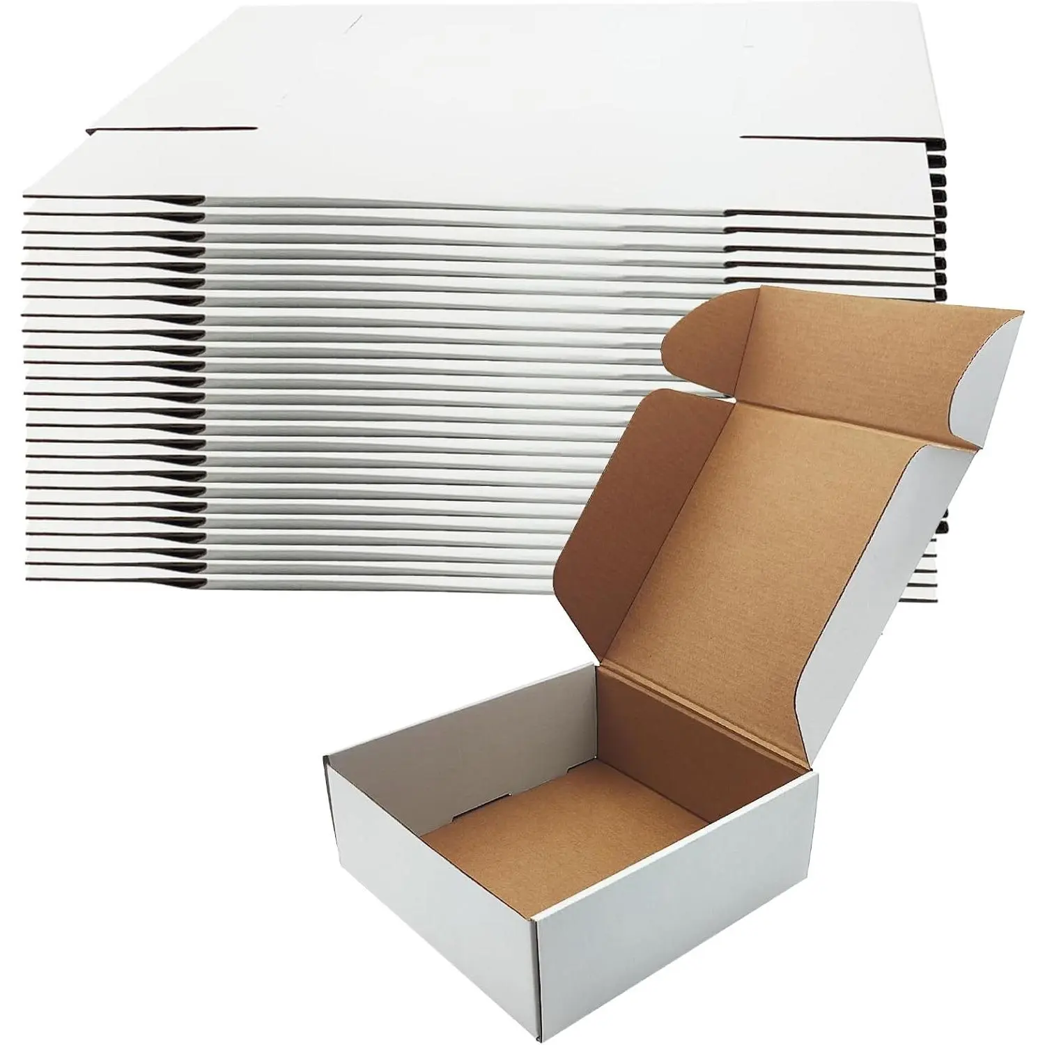 8x8x3 inch White Corrugated Cardboard Shipping Boxes, Set of 25, Recyclable Storage Box for Literature Mailing Packaging Gifts