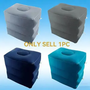 PVC Inflatable Travel Footrest Pillow with Cushion, Portable Foot Pad for Airplane, Car and Bus Use