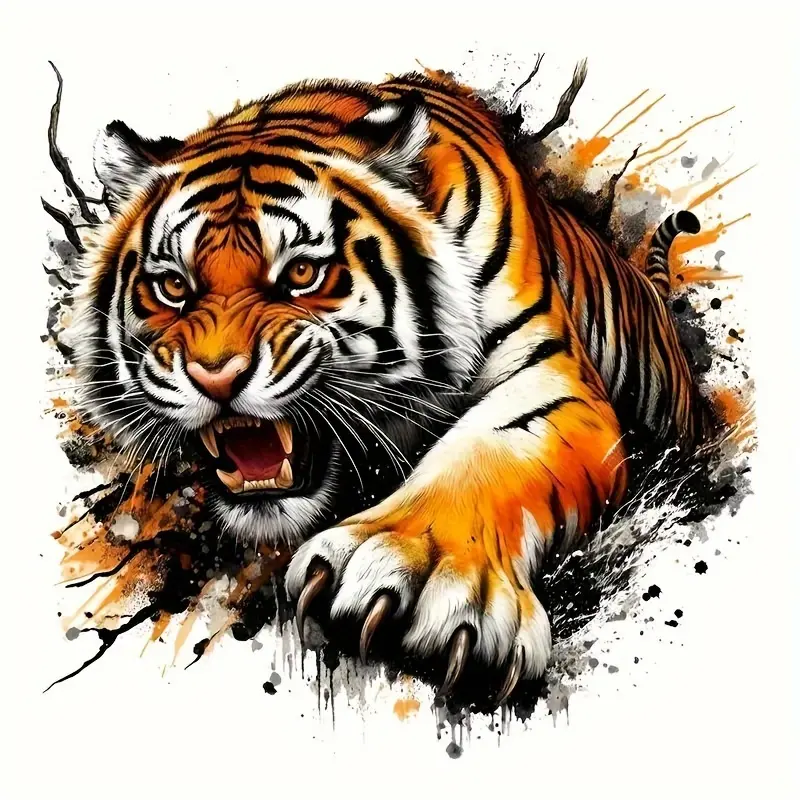Fierce Tiger Waterproof Decal - Durable PVC Sticker for Motorcycles, Helmets, Laptops, Walls & Windows