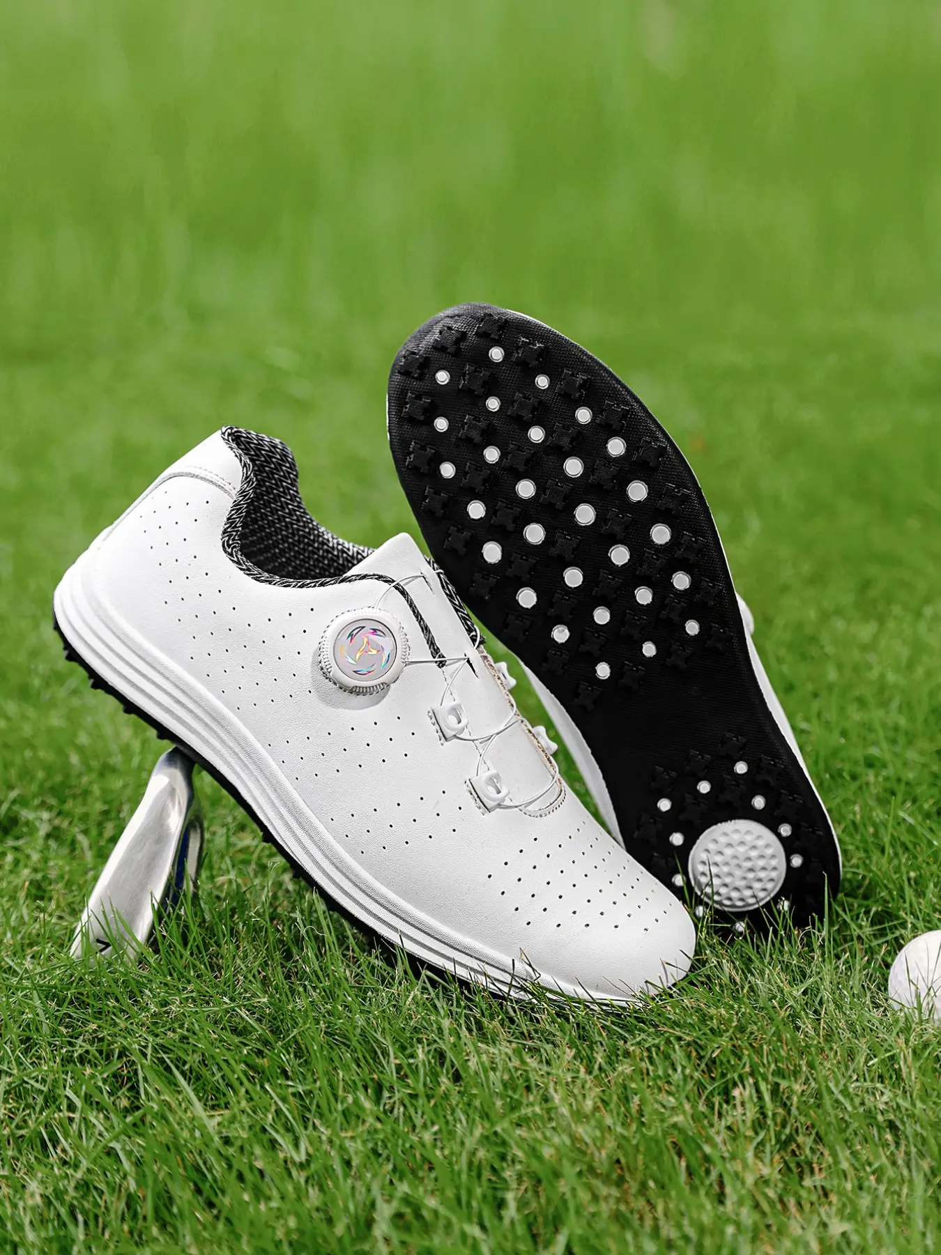 Men's Golf Shoes 2026 New Model, Athletic Golf Shoes, Sports Shoe, PU Leather Waterproof Anti-Slip Breathable, Casual Patchwork Design, Lightweight Shock Absorption