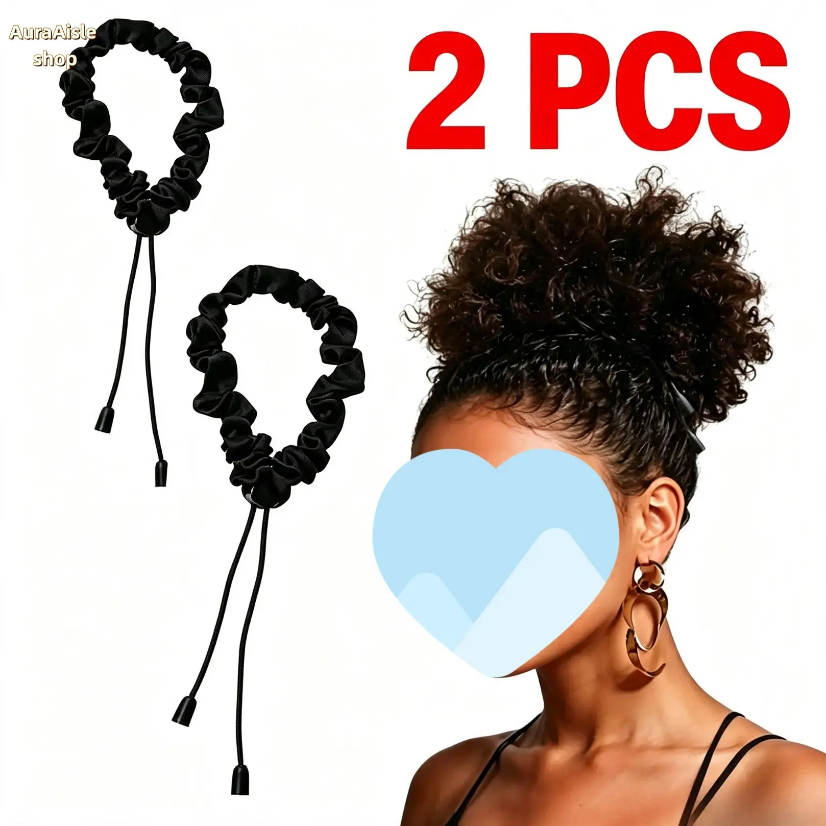 2 Pcs Satin Adjustable Drawstring Hair Ties, Elastic Ponytail Holders, Solid Color Scrunchies, Durable Hair Accessories For Women, Versatile Hair Bands For Daily Hairstyle Styling