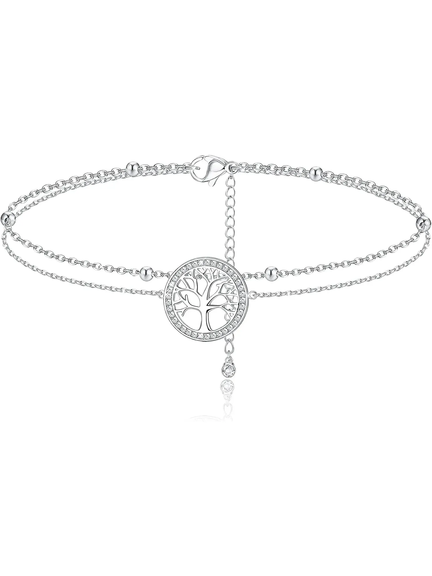925 Sterling Silver Bracelet for Women Girls Adjustable Dainty Chain Bracelets Gift