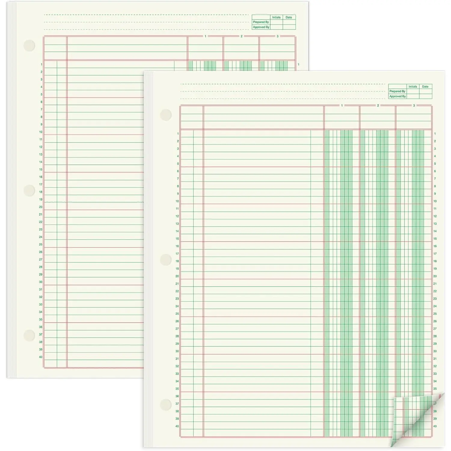 2 Pads 100 Sheets Columnar Analysis Pad 3 Column Ledger 3 Hole Punch Accounting Ledger Book 8-1/2 x 11 Ledger Paper Pad Double Page Format Columnar Pad for Business Bookkeeping & Data(3 Column Ledger)