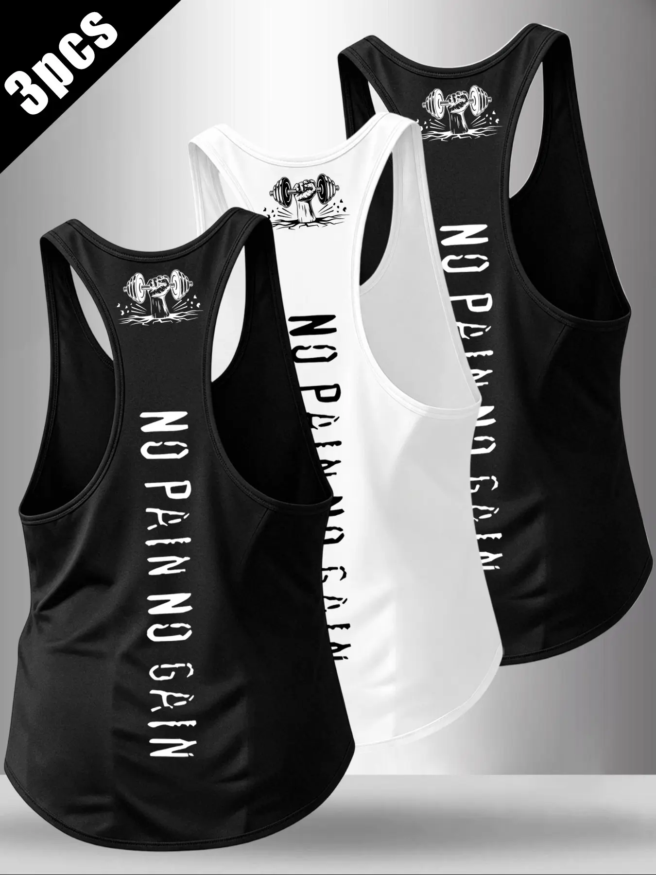 Men's Summer 3-Pack Sleeveless T-Shirts, Lightweight Workout Tank Tops, Sleeveless Vest, Dual-Sided Print, Ideal for Running, Gym, Volleyball, Casual Wear