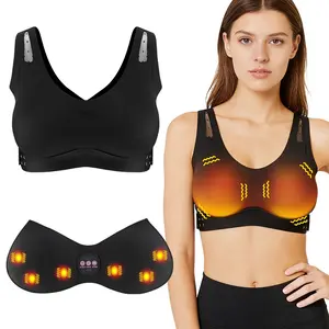 Rechargeable Back Massage Bra, 5 Modes, 3 Vibration Levels, 3 Heat Settings, Detachable Jacket, 1200mah Battery, 15-Min Timer