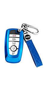 for Ford Key Fob Cover with Keychain,Key Fob Cover Case Shell for Ford Explorer Fusion Escape Edge Expedition F150 F250 F350 F450 F550 Maverick Mustang 3/4/5 Buttons Smart Key (Black)