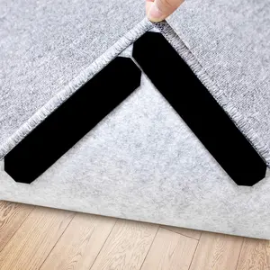 Rug Stopper, 16 count Double Sided Non Slip  Rug Tape, Washable for Hardwood, Tile, Carpets, Mats, Wall (Black)